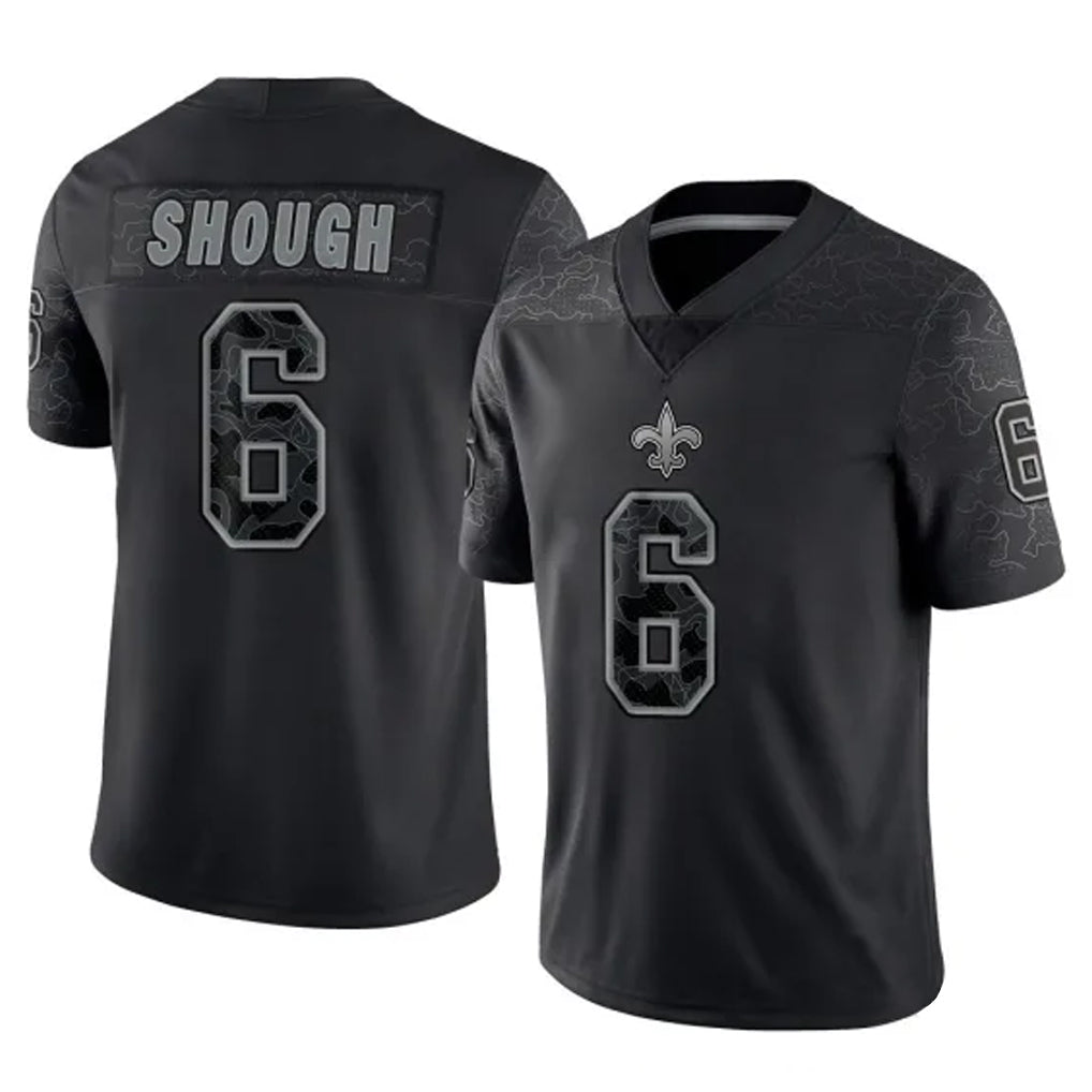 CAdoa NO.Saints #6 Tyler Shough Player Black Limited Reflective Home Game Stitched Jerseys