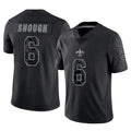 CAdoa NO.Saints #6 Tyler Shough Player Black Limited Reflective Home Game Stitched Jerseys