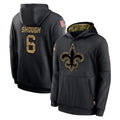 CAdoa NO.Saints #6 Tyler Shough Player Black Salute to Service Hoodies Limited Game Stitched Jerseys