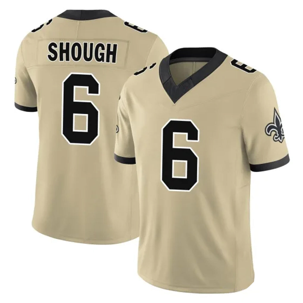 CAdoa NO.Saints #6 Tyler Shough Player Gold Limited Vapor F.U.S.E. Home Game Stitched Jerseys