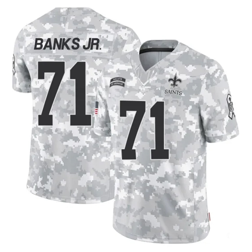 CAdoa NO.Saints #71 Kelvin Banks Jr. Player Arctic Camo Salute To Service Limited Game Stitched Jerseys