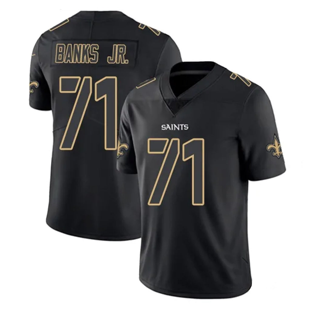 CAdoa NO.Saints #71 Kelvin Banks Jr. Player Black Impact Limited Home Game Stitched Jerseys