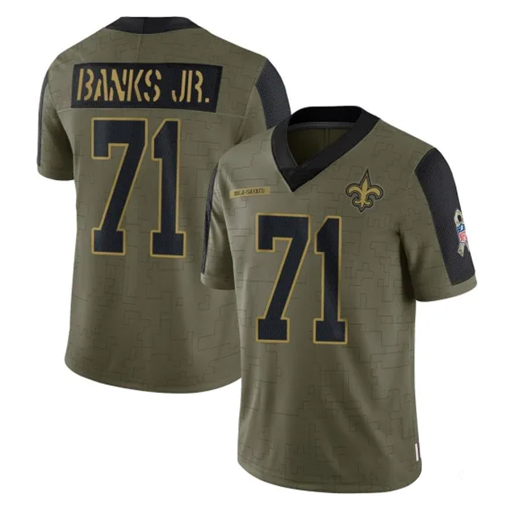 CAdoa NO.Saints #71 Kelvin Banks Jr. Player Olive Salute To Service Limited Game Stitched Jerseys