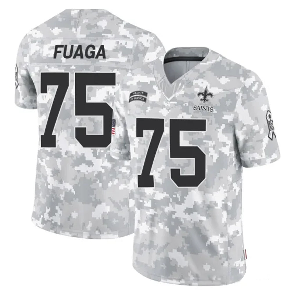 CAdoa NO.Saints #75 Taliese Fuaga Player Arctic Camo Salute To Service Limited Game Stitched Jerseys