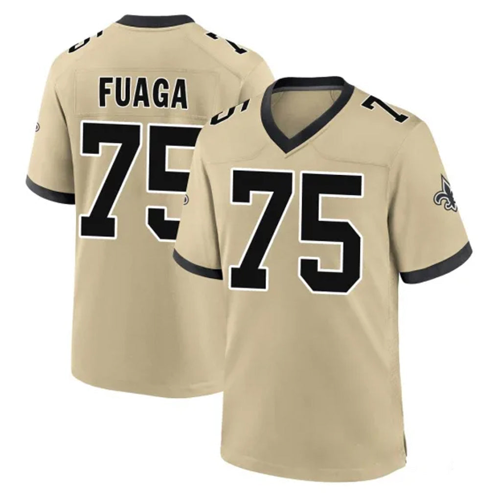 CAdoa NO.Saints #75 Taliese Fuaga Player Gold Home Game Stitched Jerseys