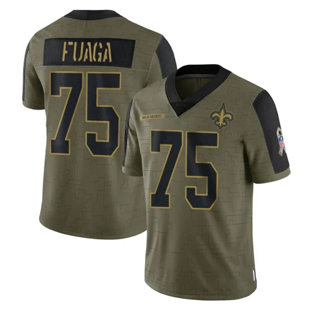 CAdoa NO.Saints #75 Taliese Fuaga Player Olive Salute To Service Limited Game Stitched Jerseys
