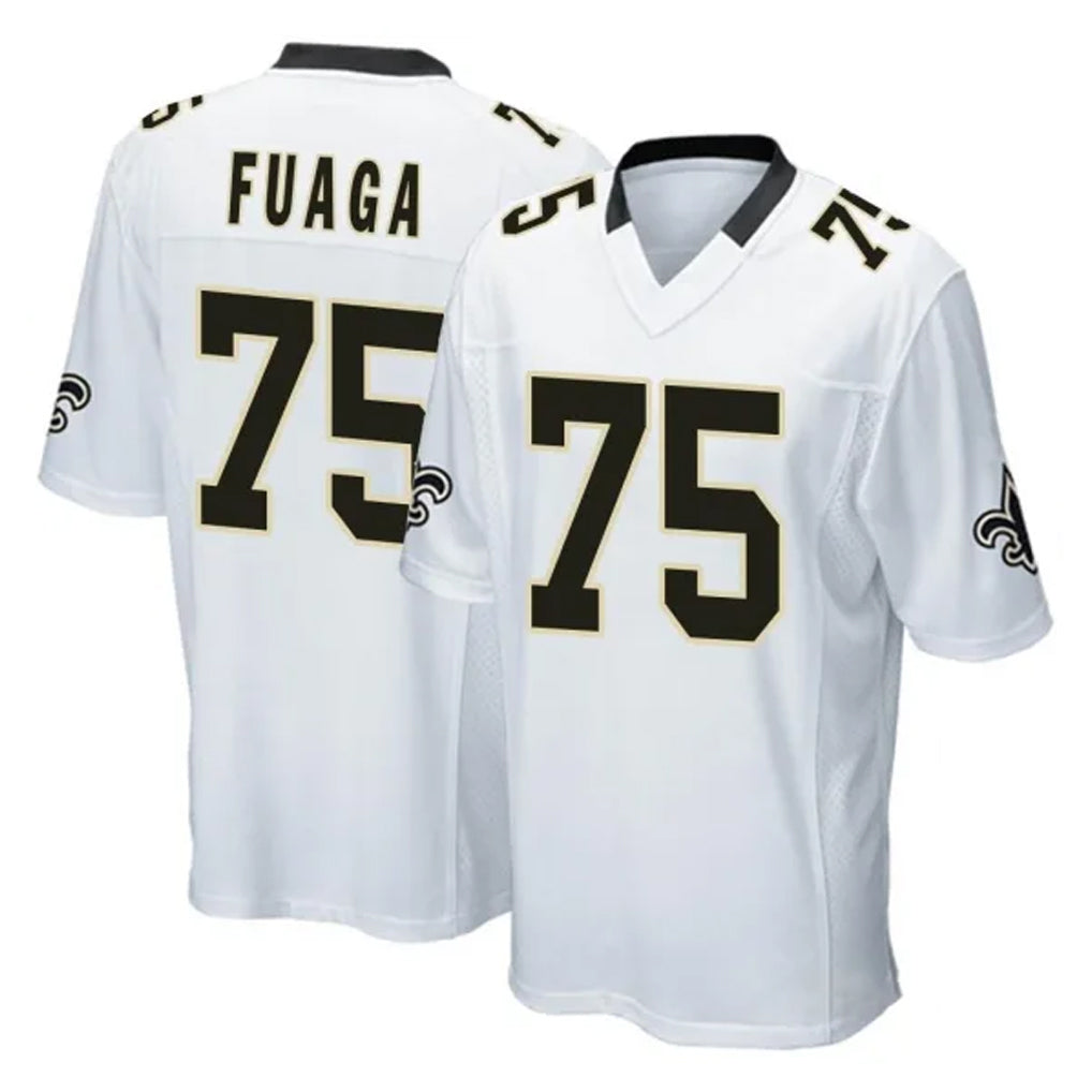 CAdoa NO.Saints #75 Taliese Fuaga Player White Home Game Stitched Jerseys