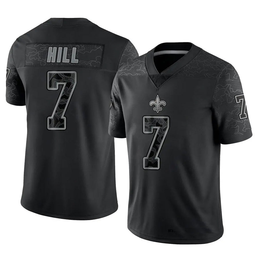 CAdoa NO.Saints #7 Taysom Hill Player Black RFLCTV Limited Stitched Jerseys