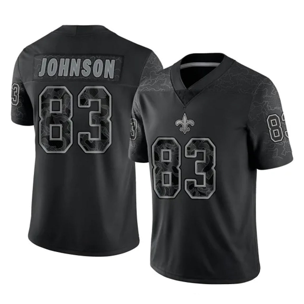 CAdoa NO.Saints #83 Juwan Johnson Player Black Limited Reflective Home Game Stitched Jerseys
