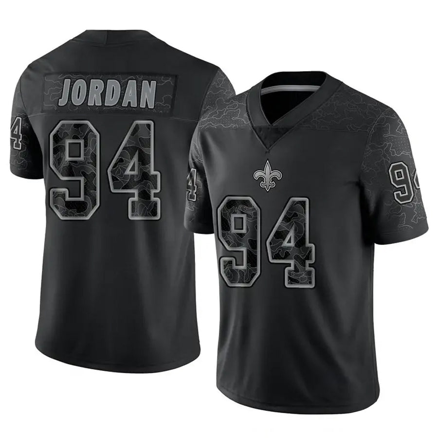 CAdoa NO.Saints #94 Cameron Jordan Player Black RFLCTV Limited Stitched Jerseys