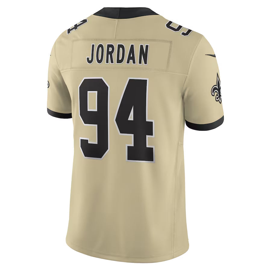 CAdoa NO.Saints #94 Cameron Jordan Player Gold Alternate Vapor F.U.S.E. Limited Stitched Jerseys