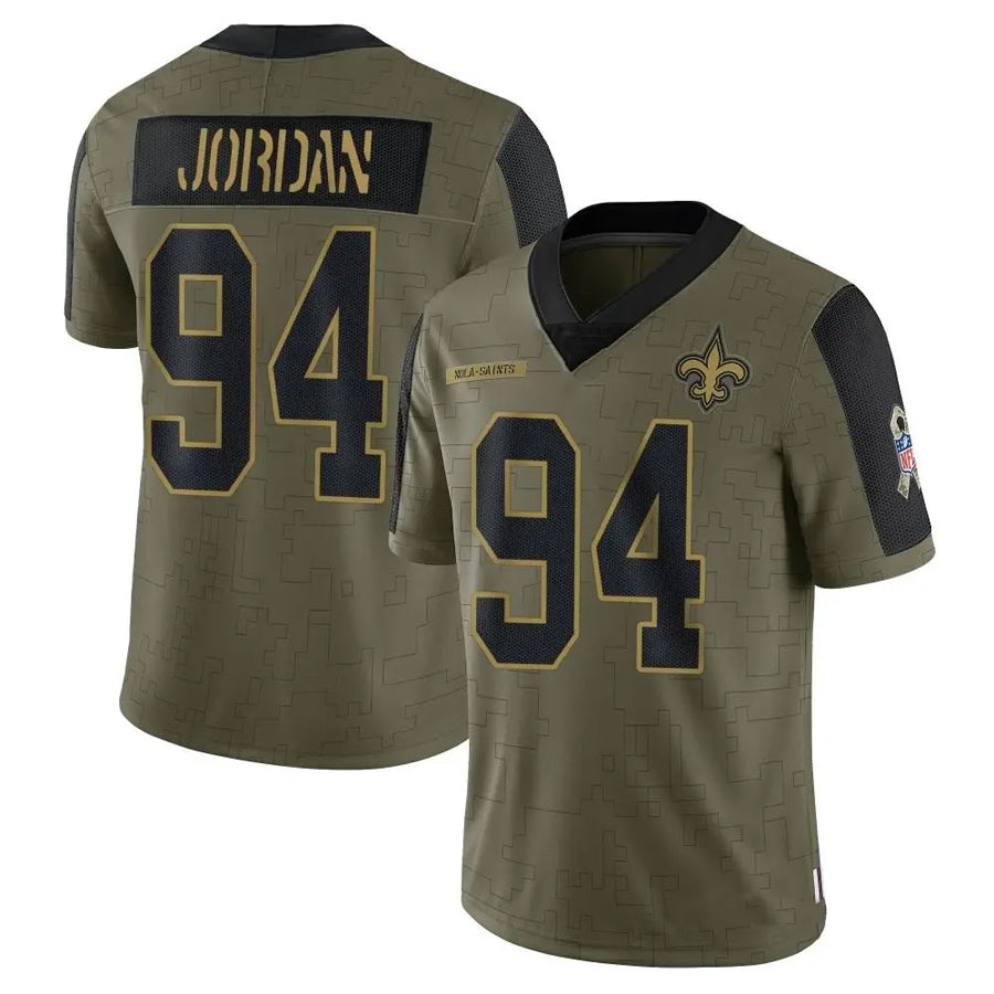CAdoa NO.Saints #94 Cameron Jordan Player Salute To Service Olive Stitched Jerseys