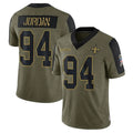 CAdoa NO.Saints #94 Cameron Jordan Player Salute To Service Olive Stitched Jerseys