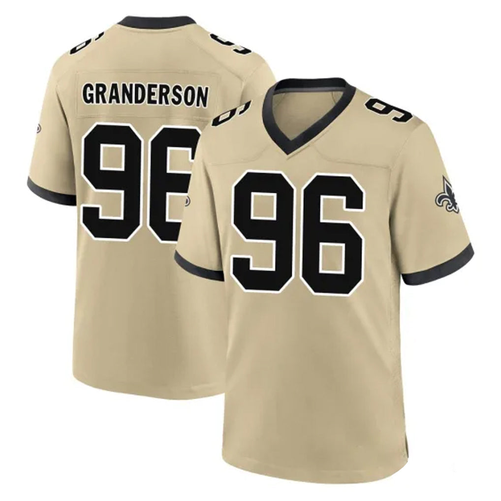 CAdoa NO.Saints #96 Carl Granderson Player Gold Home Game Stitched Jerseys