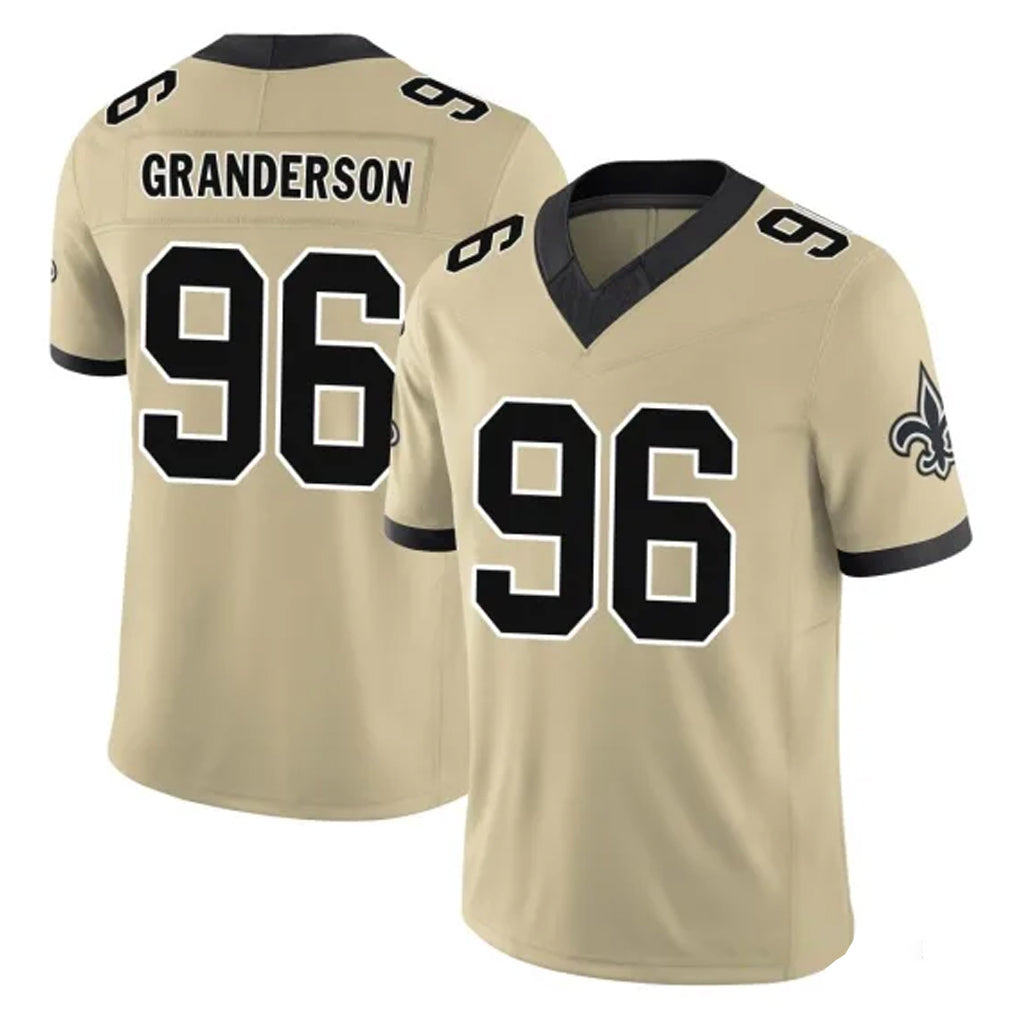 CAdoa NO.Saints #96 Carl Granderson Player Gold Limited Vapor F.U.S.E. Home Game Stitched Jerseys