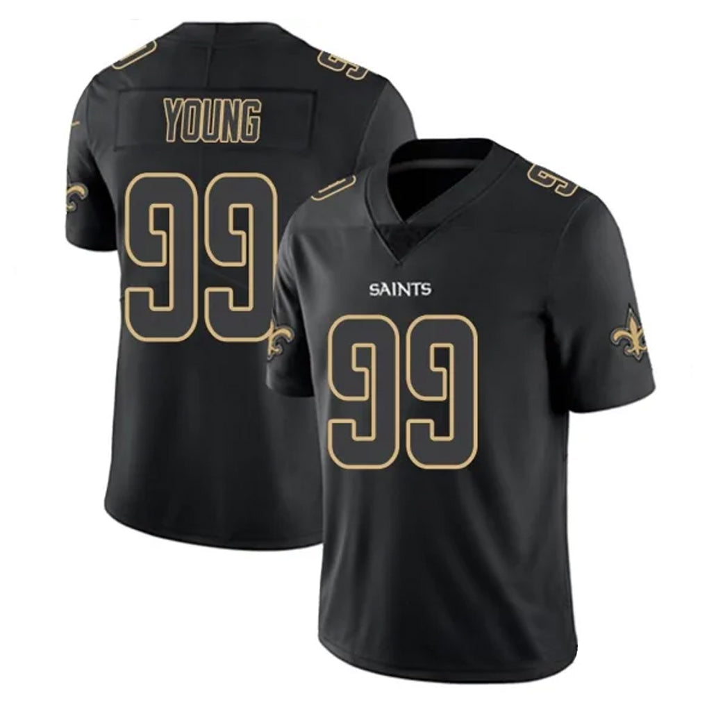 CAdoa NO.Saints #99 Chase Young Player Black Impact Limited Home Game Stitched Jerseys