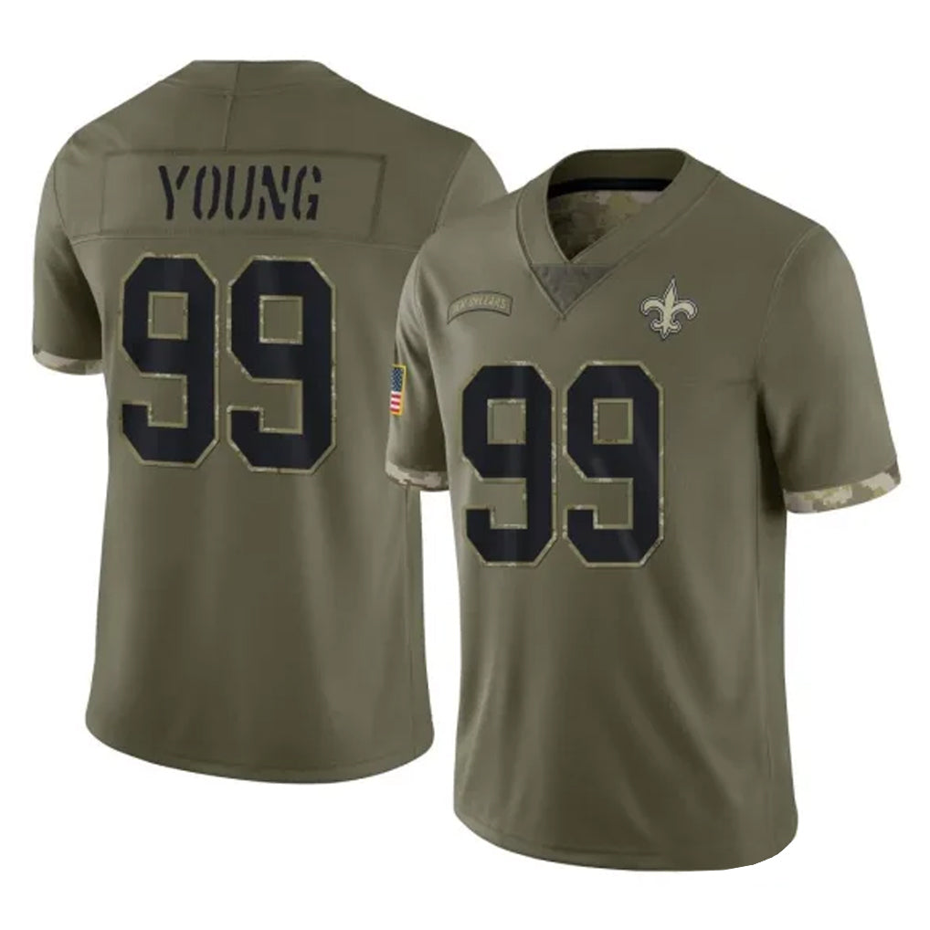 CAdoa NO.Saints #99 Chase Young Player Olive Salute To Service Limited Stitched Jerseys