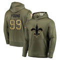 CAdoa NO.Saints #99 Chase Young Player Olive Salute to Service Pullover Hoodies Home Game Stitched Jerseys