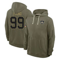 CAdoa NO.Saints #99 Chase Young Player Olive Salute to Service Pullover Hoodies Limited Stitched Jerseys
