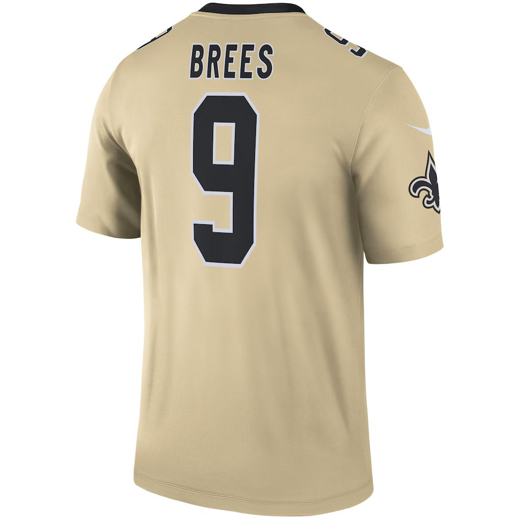 CAdoa NO.Saints #9 Drew Brees Gold Inverted Legend Stitched Jerseys