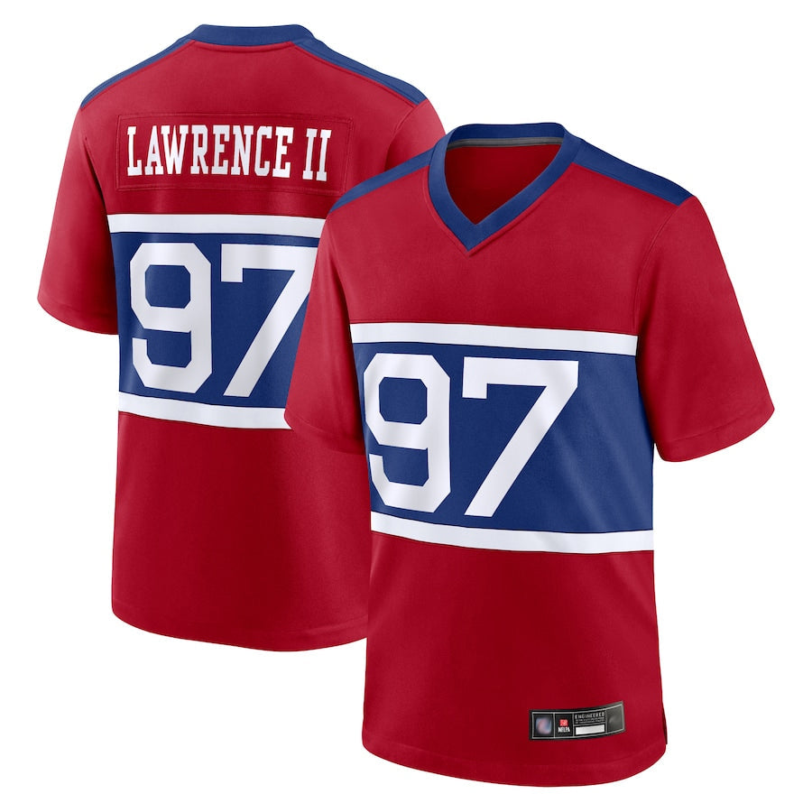 CAdoa NY.Giants Secondary Throwback Alternate Jerseys - Red - #97 Dexter Lawrence II Player