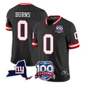 CAdoa NY.Giants #0 Brian Burns Player Black 100th Season & State Patch Vapor Limited Home Game Stitched Jerseys