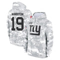CAdoa NY.Giants #19 Jameis Winston Player Arctic Camo Salute to Service Pullover Hoodies Limited Game Stitched Jerseys