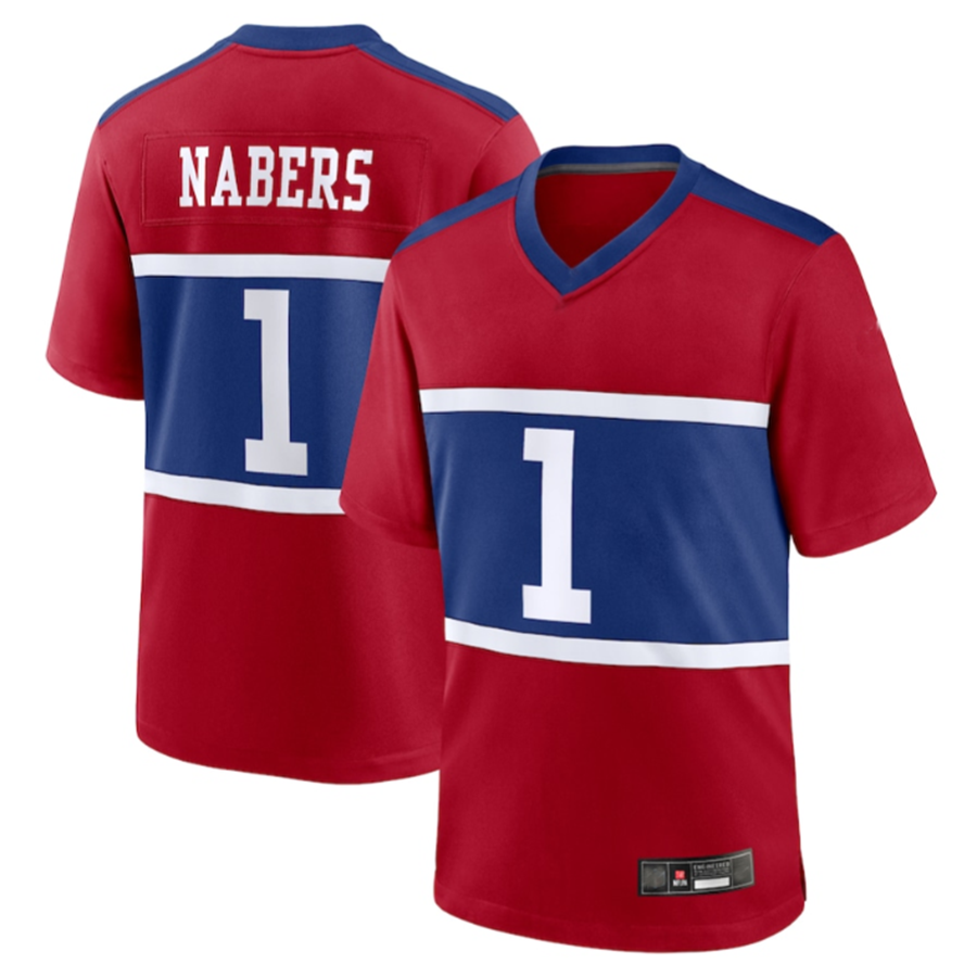 CAdoa NY.Giants #1 Malik Nabers Century Red Alternate Game Stitched Jerseys