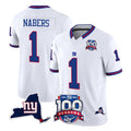 CAdoa NY.Giants #1 Malik Nabers Player White 100th Season & State Patch Vapor Limited Home Game Stitched Jerseys