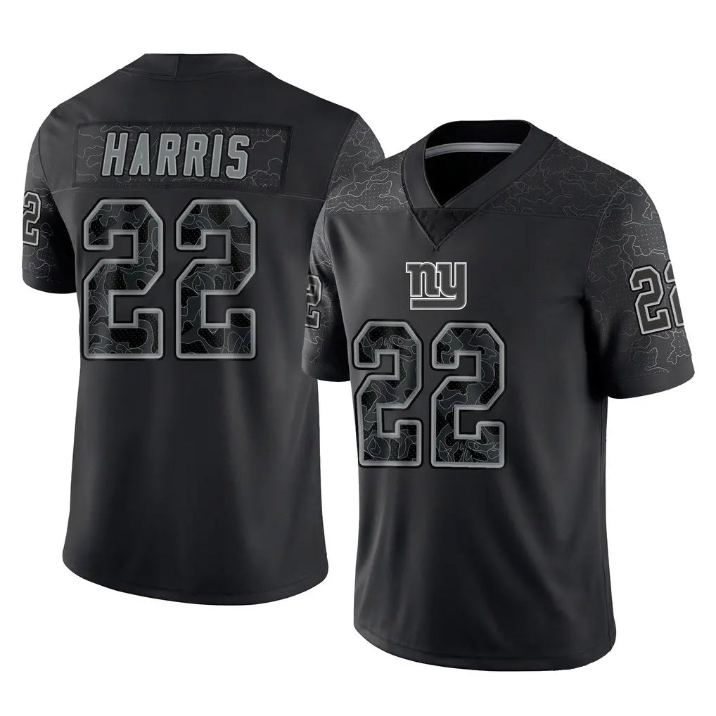 CAdoa NY.Giants #22 Najee Harris Player Black Limited Reflective Home Game Stitched Jerseys