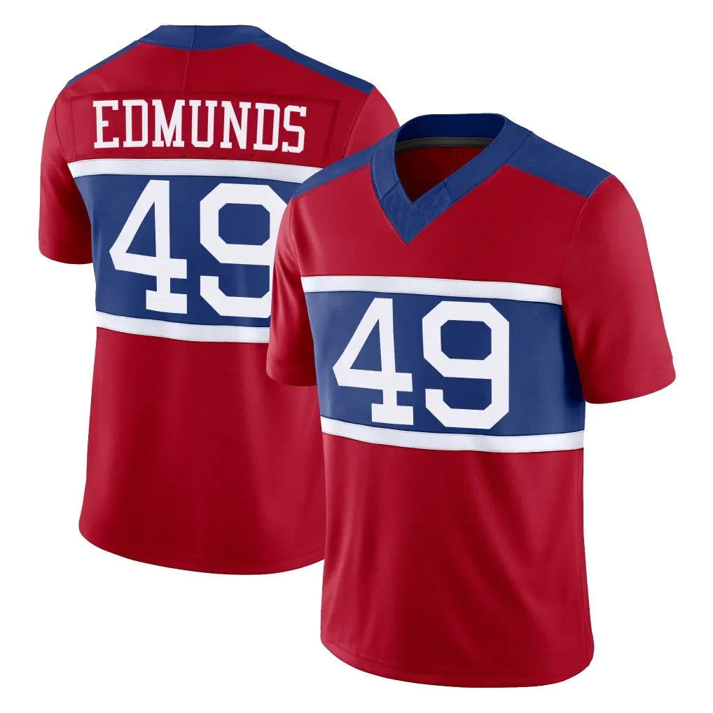 CAdoa NY.Giants #49 Tremaine Edmunds Player Red Century Vapor F.U.S.E. Home Game Stitched Jerseys