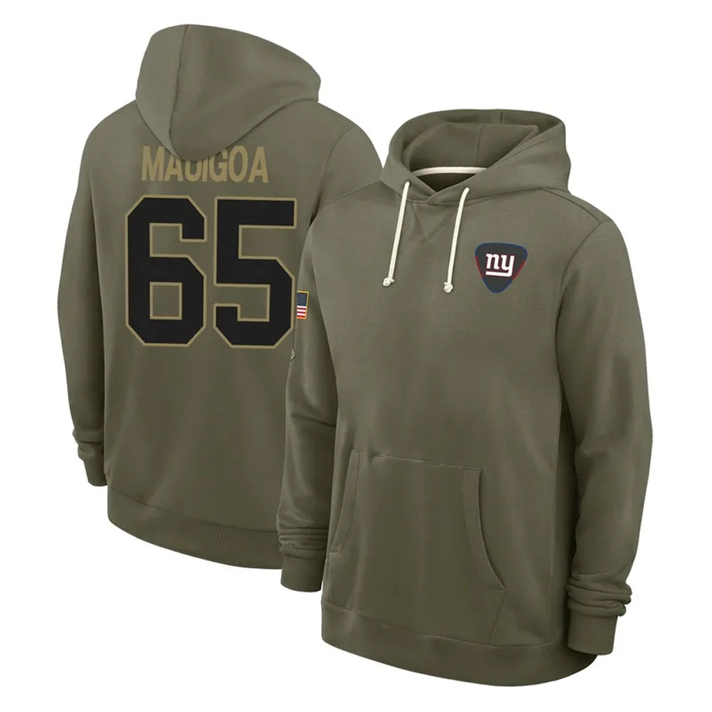 CAdoa NY.Giants #65 Francis Mauigoa Player Olive Salute to Service Pullover Hoodies Limited Stitched Jerseys