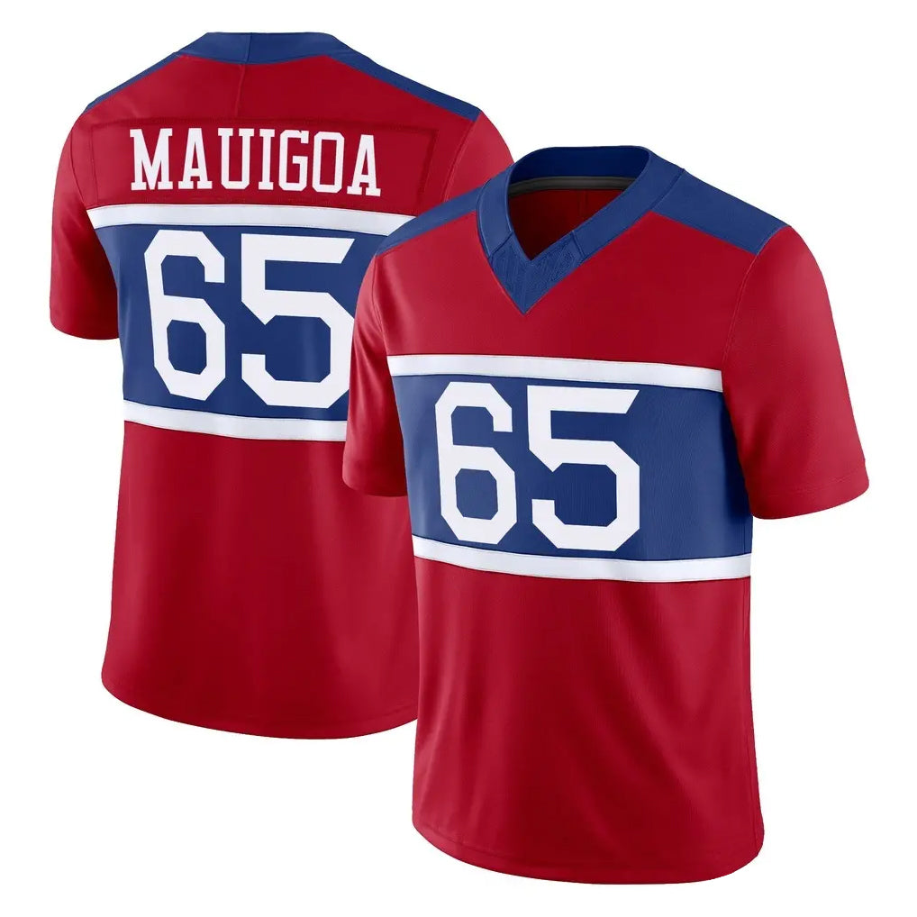 CAdoa NY.Giants #65 Francis Mauigoa Player Red Century Vapor F.U.S.E. Home Game Stitched Jerseys