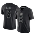 CAdoa NY.Giants #6 Jaxson Dart Player Black Limited Reflective Home Game Stitched Jerseys