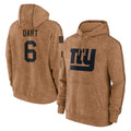 CAdoa NY.Giants #6 Jaxson Dart Player Brown Salute to Service Pullover Hoodies Limited Game Stitched Jerseys