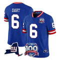 CAdoa NY.Giants #6 Jaxson Dart Player Royal 100th Season & State Patch Vapor Limited Home Game Stitched Jerseys