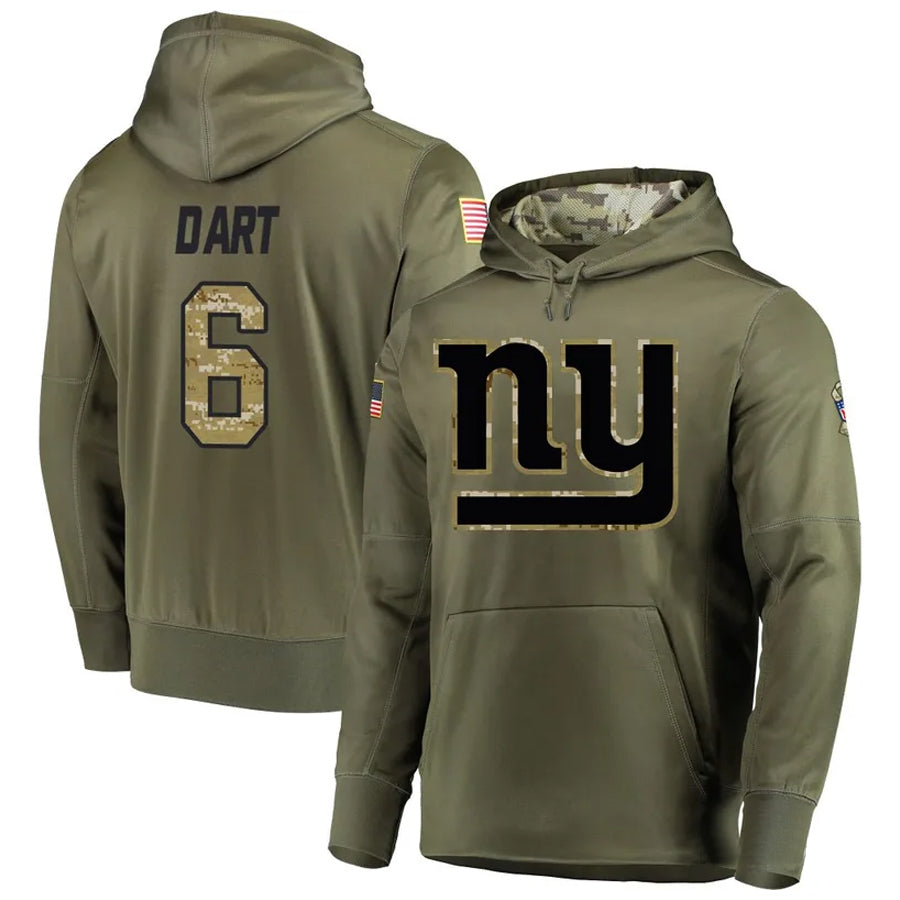 CAdoa NY.Giants #6 Jaxson Dart Player Salute to Service Hoodies Stitched Jerseys