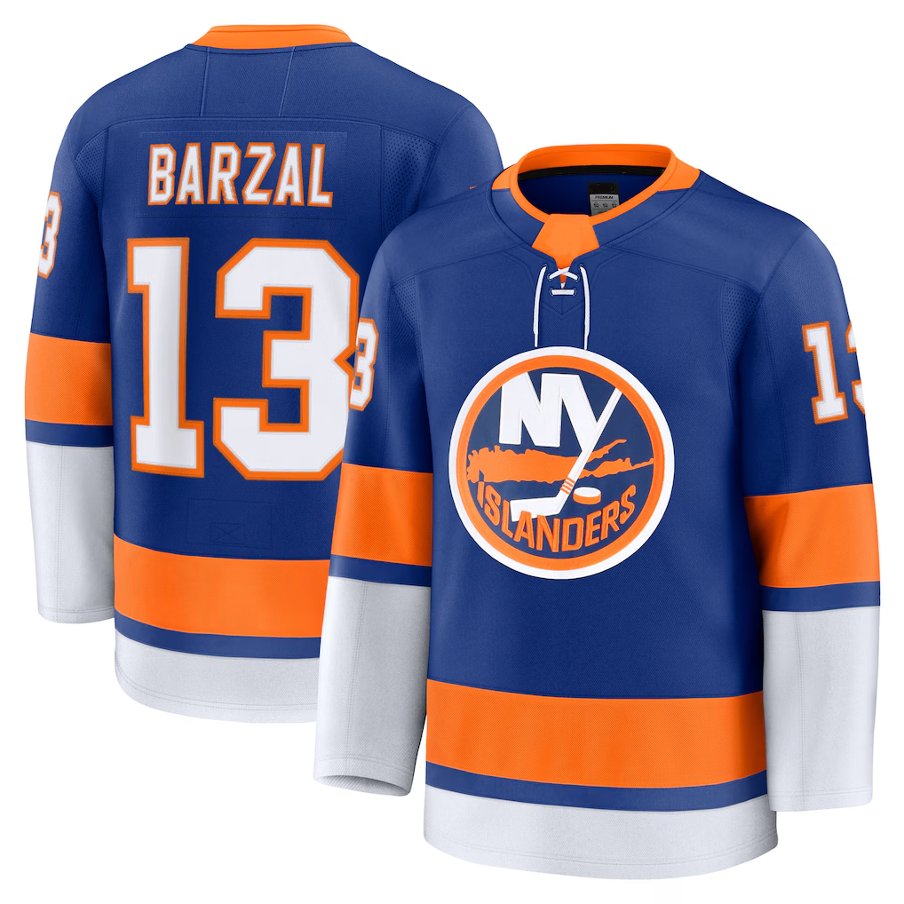 CAdoa NY.Islanders #13 Mathew Barzal Royal Home Premium Jerseys