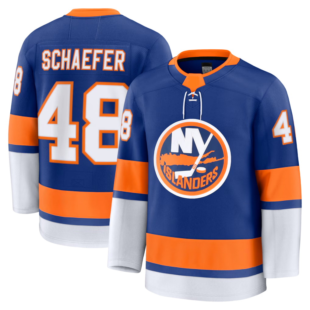 CAdoa NY.Islanders #48 Matthew Schaefer Royal Home Premium Jerseys