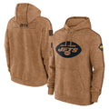 CAdoa NY.Jets Brown Salute to Service Pullover Hoodies Limited Game Blank Player Stitched Jerseys