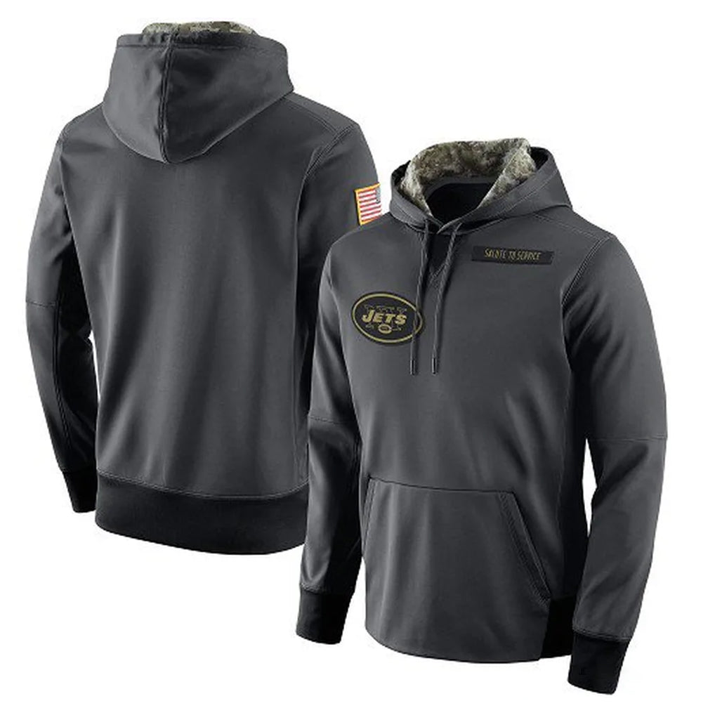 CAdoa NY.Jets Gray Pullover Hoodies Limited Game Blank Player Stitched Jerseys