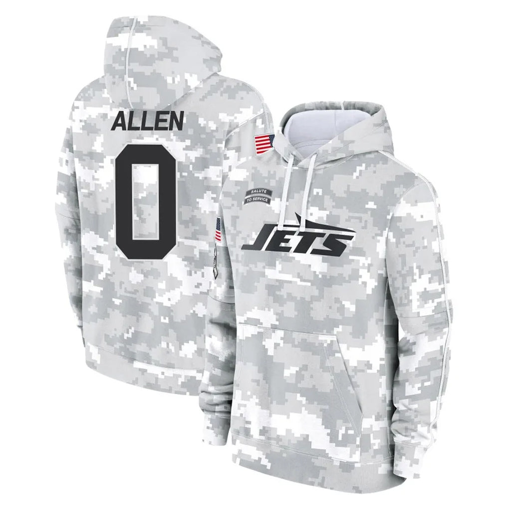 CAdoa NY.Jets #0 Braelon Allen Player Arctic Camo Salute to Service Pullover Hoodies Limited Game Stitched Jerseys
