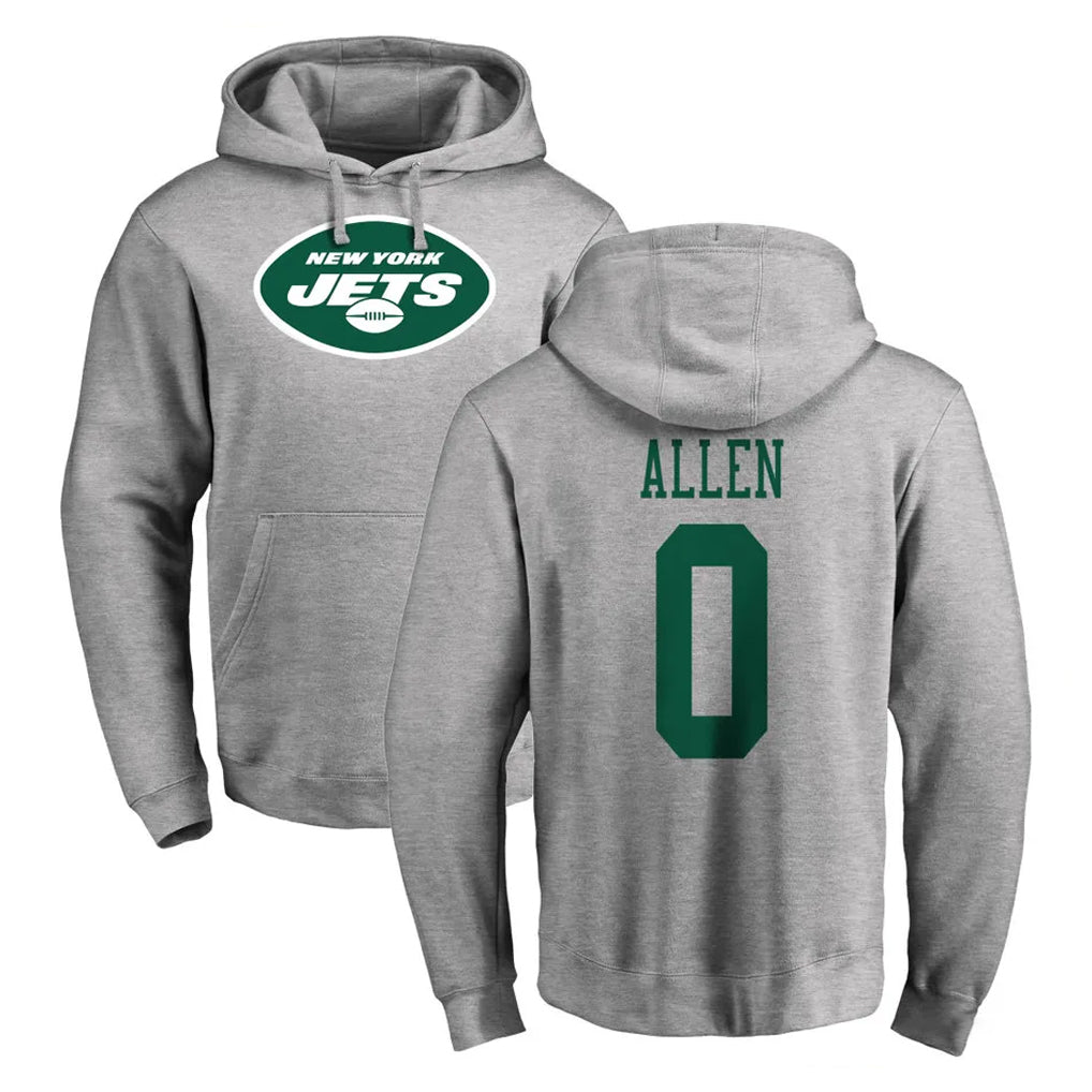 CAdoa NY.Jets #0 Braelon Allen Player Gray LOGO Pullover Hoodies Limited Game Stitched Jerseys