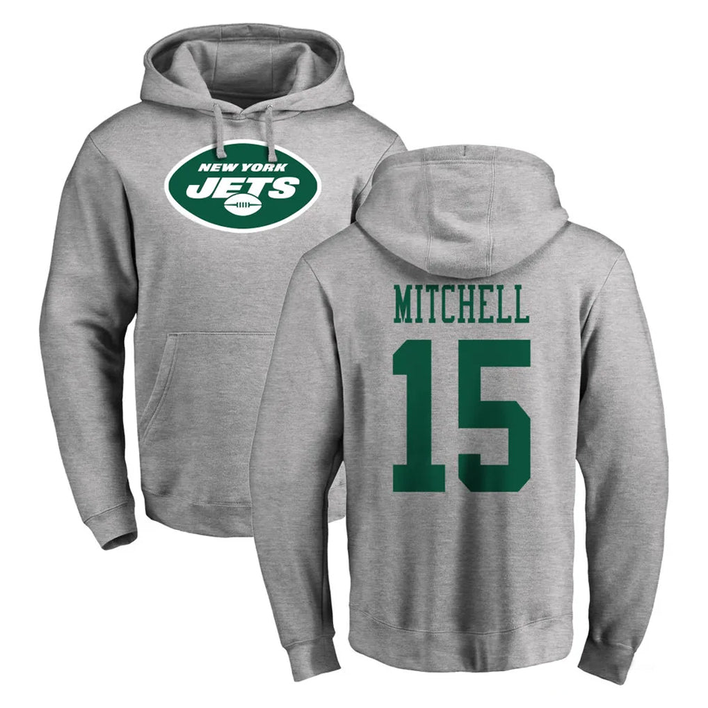 CAdoa NY.Jets #15 Adonai Mitchell Player Gray LOGO Pullover Hoodies Limited Game Stitched Jerseys