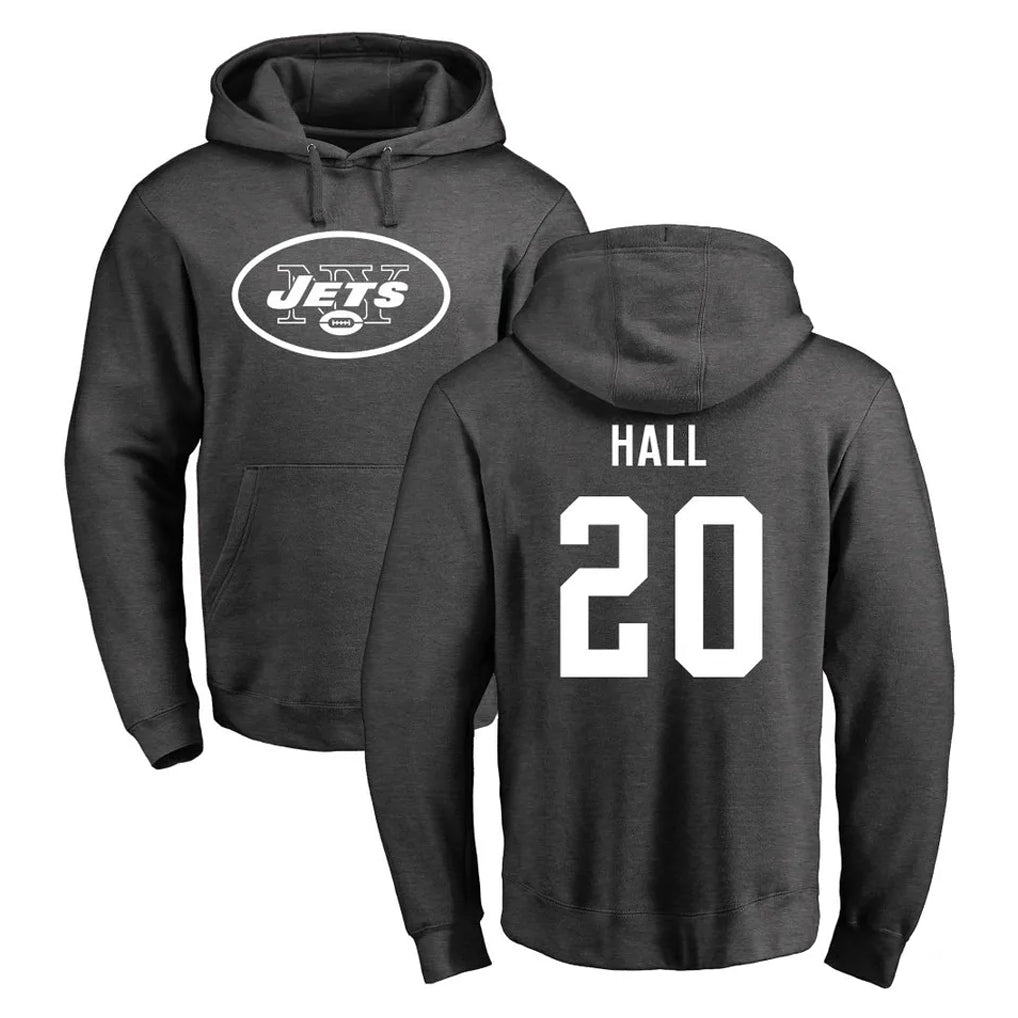 CAdoa NY.Jets #20 Breece Hall Player Gray Pullover Hoodies Limited Game Stitched Jerseys