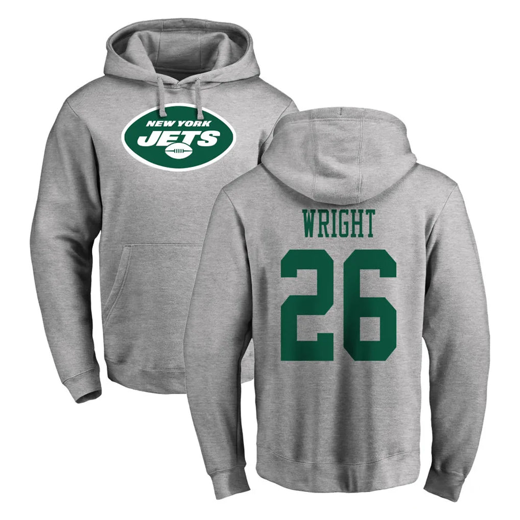 CAdoa NY.Jets #26 Nahshon Wright Player Gray LOGO Pullover Hoodies Limited Game Stitched Jerseys