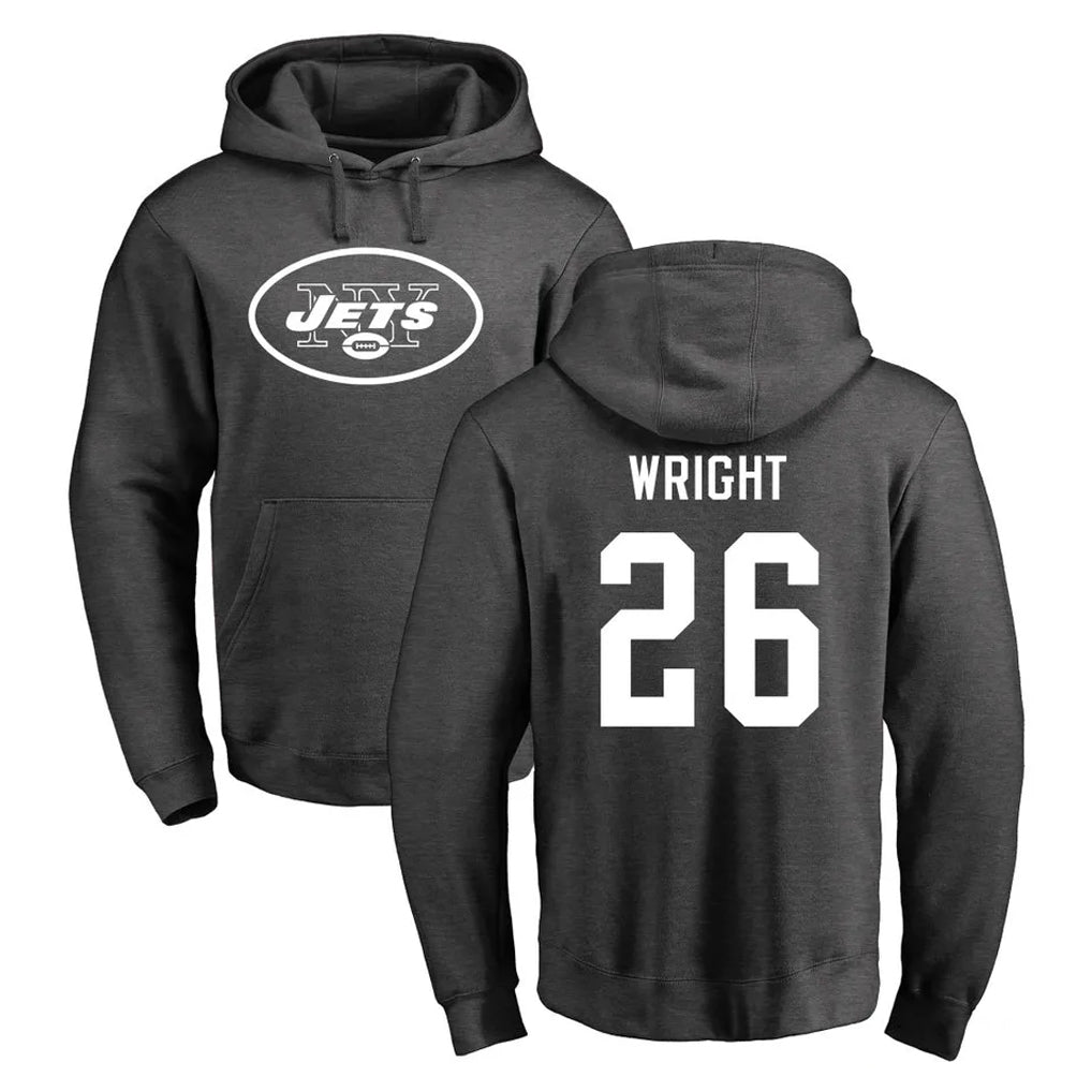 CAdoa NY.Jets #26 Nahshon Wright Player Gray Pullover Hoodies Limited Game Stitched Jerseys
