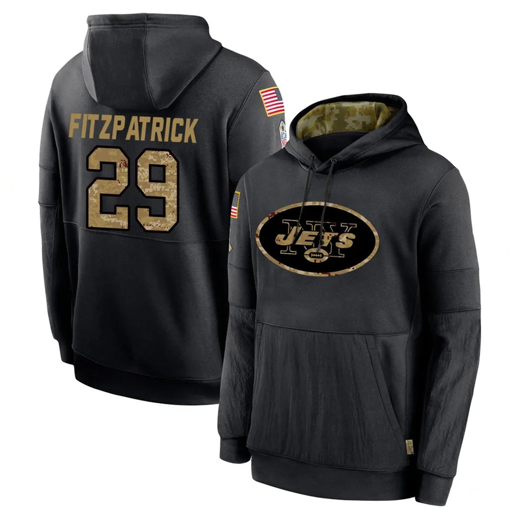 CAdoa NY.Jets #29 Minkah Fitzpatrick Player Black Salute to Service Hoodies Limited Game Stitched Jerseys