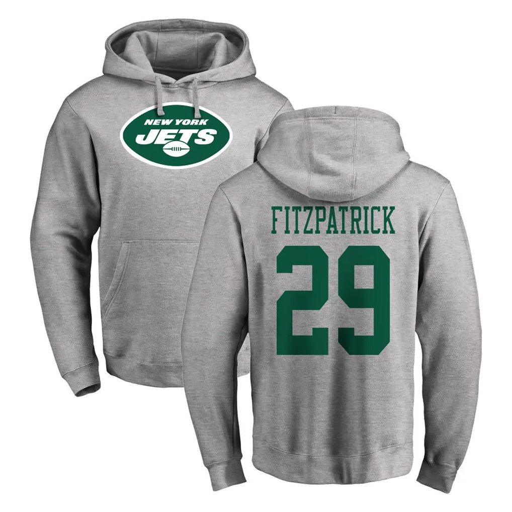 CAdoa NY.Jets #29 Minkah Fitzpatrick Player Gray LOGO Pullover Hoodies Limited Game Stitched Jerseys