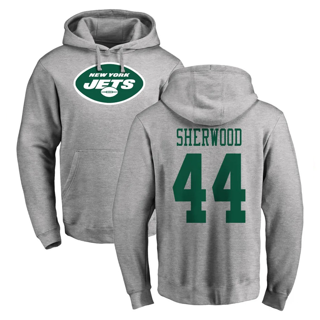 CAdoa NY.Jets #44 Jamien Sherwood Player Gray LOGO Pullover Hoodies Limited Game Stitched Jerseys